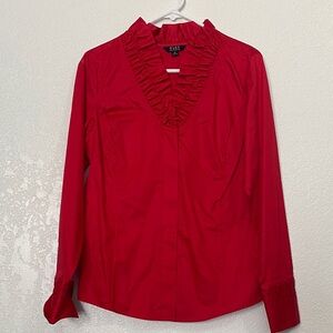 Alex Marie red  Ruffled Blouse